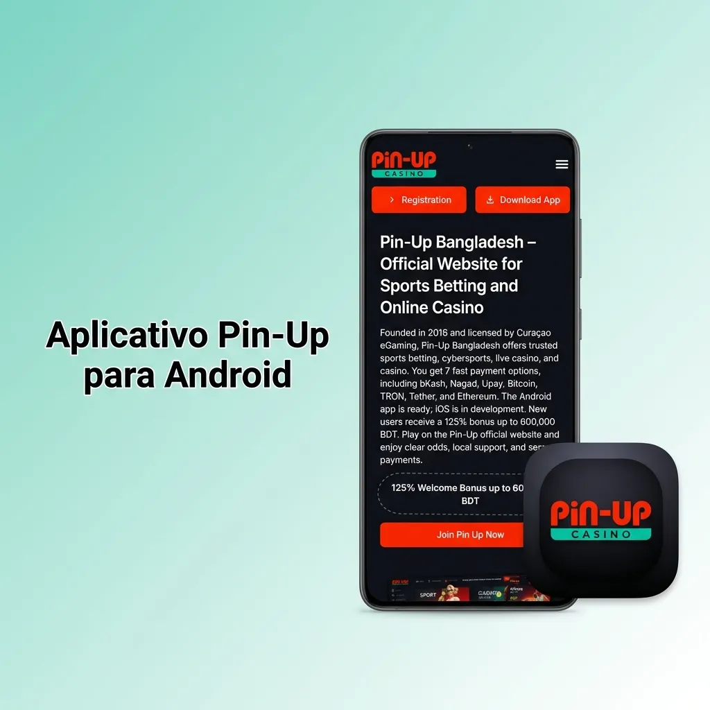 Pin-Up Android app download interface showing installation steps for mobile betting and gaming