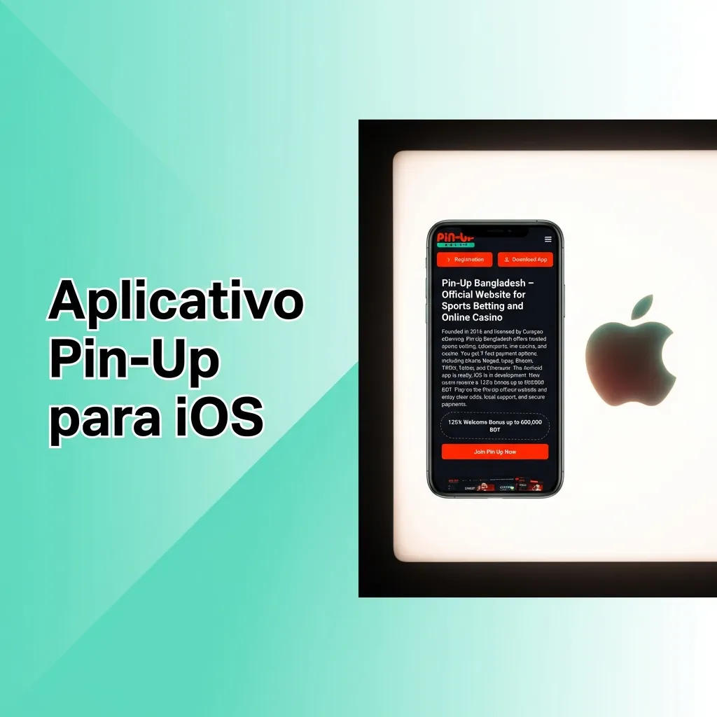 Pin-Up iOS app icon on iPhone screen showing sports betting and casino gaming features for download