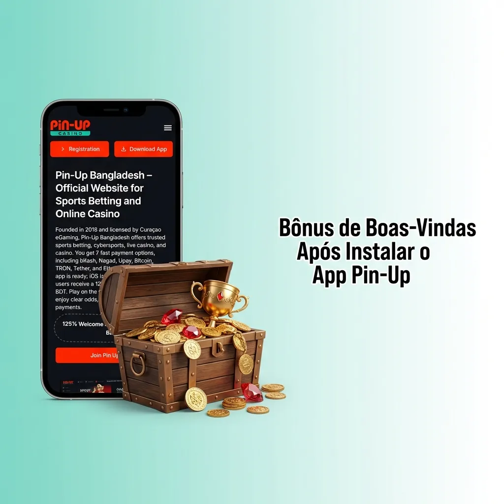 Pin-Up app welcome bonus structure showing deposit bonuses from 200% to 50% and free spins for new users