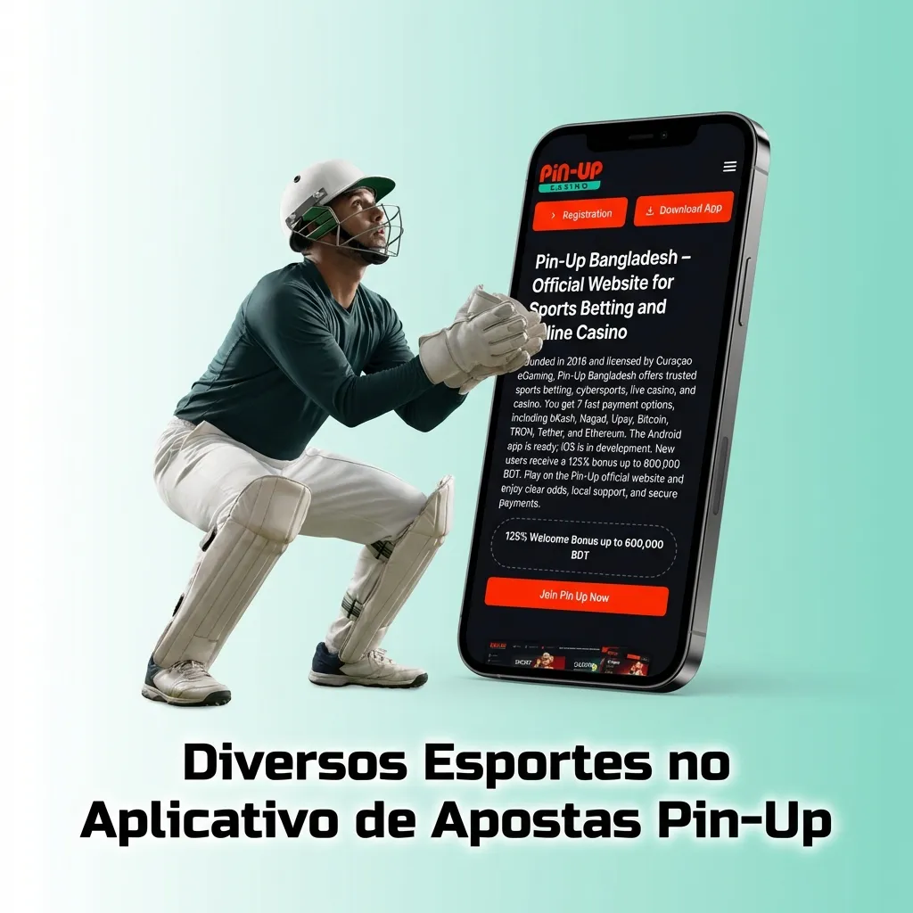 Interface do aplicativo Pin-Up mostrando múltiplas opções de esportes disponíveis para apostas ao vivo e pré-jogo