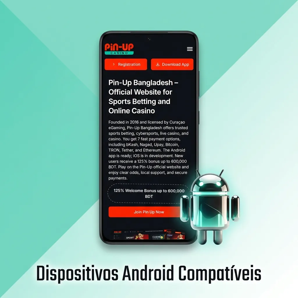 Lista de smartphones Android compatíveis com Pin-Up, incluindo Samsung Galaxy, Motorola, Xiaomi, Realme e outros modelos