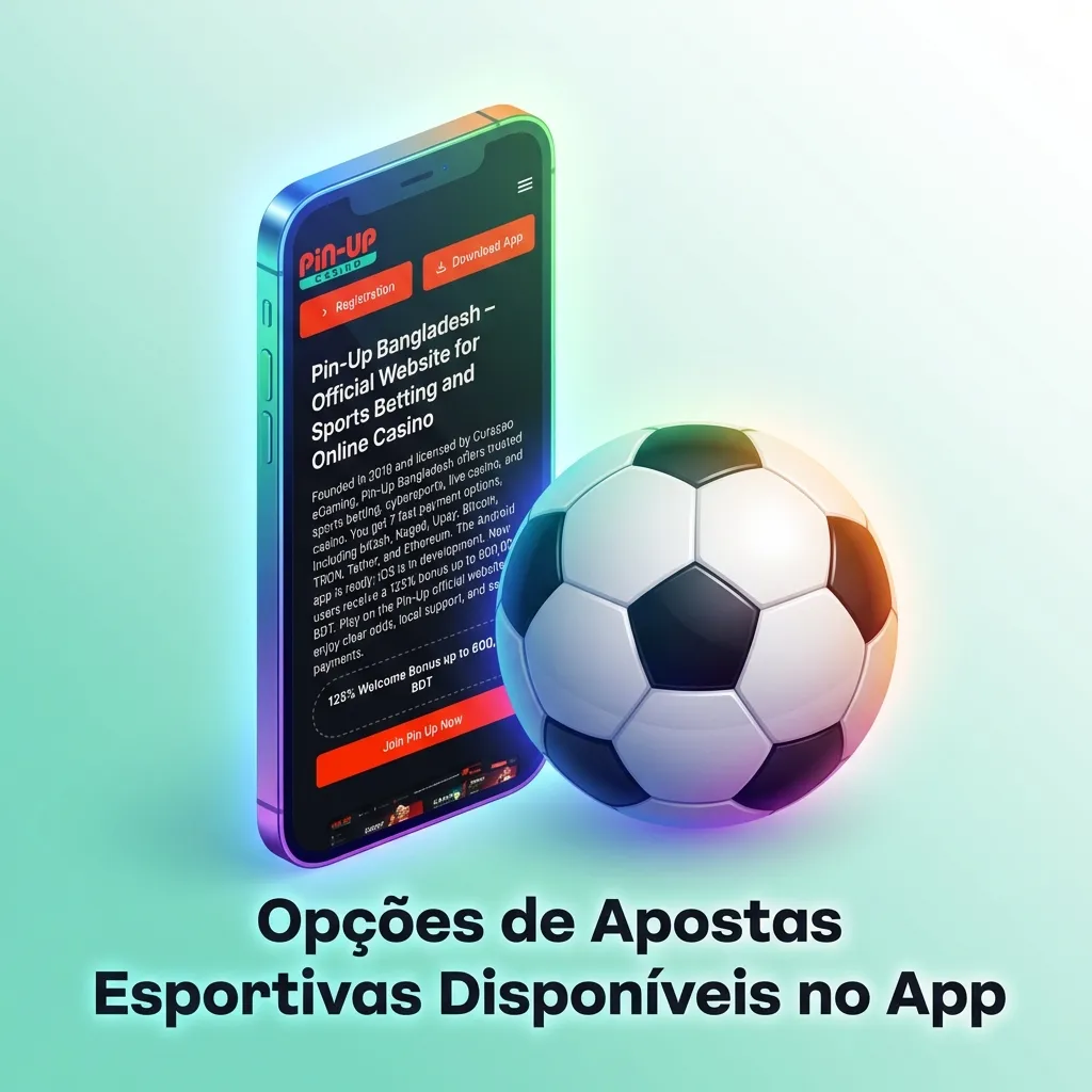 Pin-Up app sports betting interface showing multiple sports options including soccer, basketball, tennis, and e-sports
