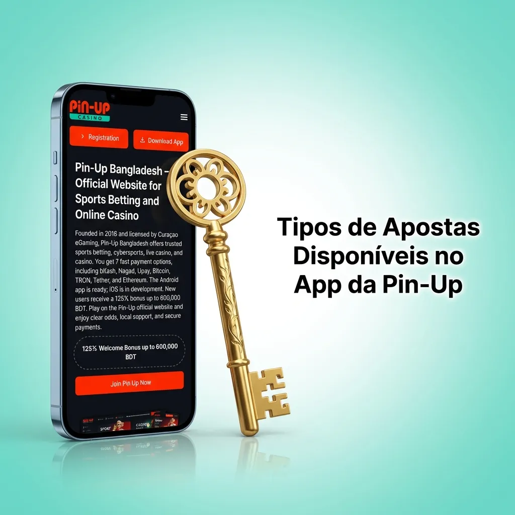 Pin-Up app betting types menu showing simple, multiple, system, line, and live betting options on mobile screen